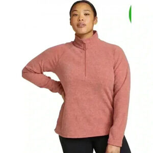 Eddie Bauer Womens Quest Red 1/4 Zip Fleece, Large